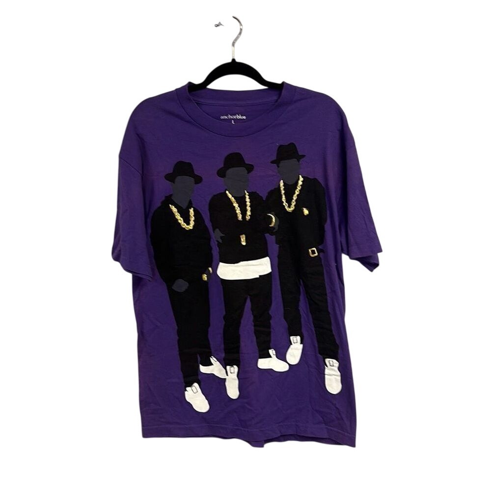Anchorblue Mens Purple Run DMC Cotton Graphic Short Sleeve T-Shirt Large